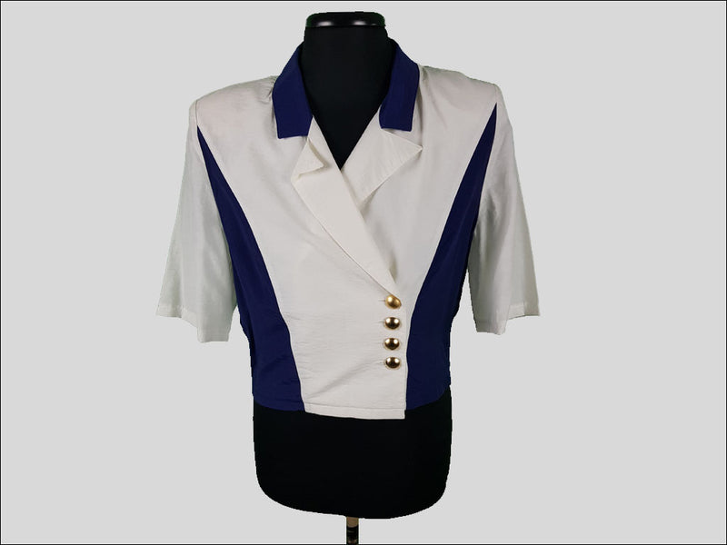 Blouse with Shoulder Pads »Blue Drama«