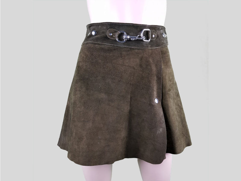 Suede Wrap Skirt »Riverbank Green«