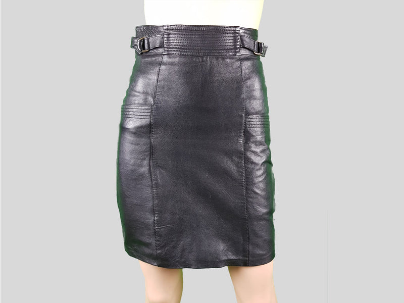 Leather Skirt with Belt »Night on Mehringdamm«